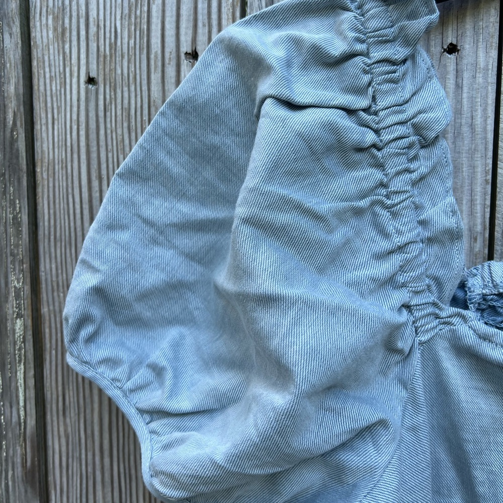 WHO WHAT WEAR Denim Dress with Balloon Sleeves size XS - Picture 10 of 10